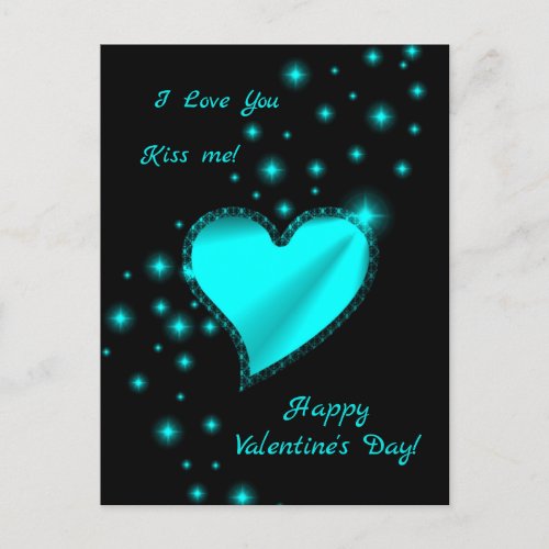 Happy Valentines Day _ Rainbow Heart with Stars Holiday Postcard