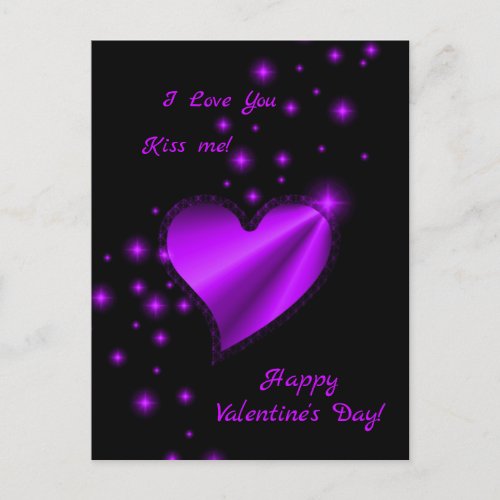 Happy Valentines Day _ Rainbow Heart with Stars Holiday Postcard