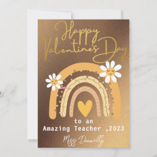 Happy Valentines Day Rainbow Teacher Personalized Holiday Card