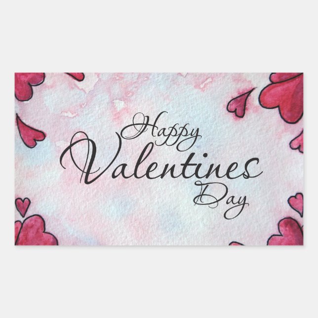 Happy Valentines Day Rectangular Sticker (Front)