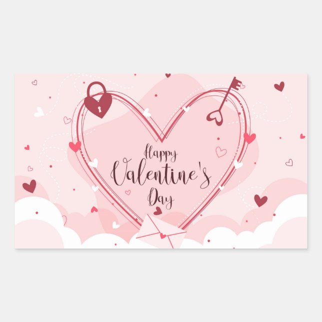 Happy Valentine's Day Rectangular Sticker (Front)