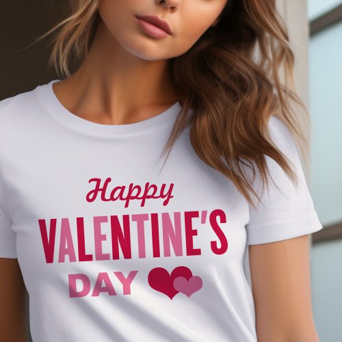 Happy Valentines Day Red and Pink Hearts Womens T_Shirt