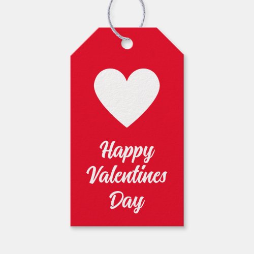Happy Valentines Day red and white Gift Tags