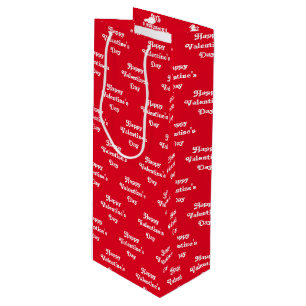 Happy Valentine's Day red and white pattern cute Wine Gift Bag