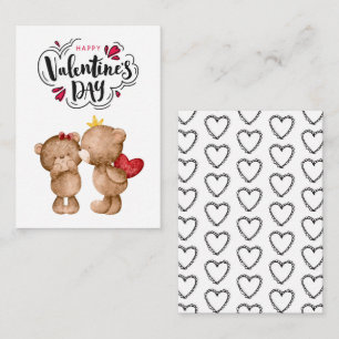 Happy Valentine's Day Red Bear School Valentine Note Card