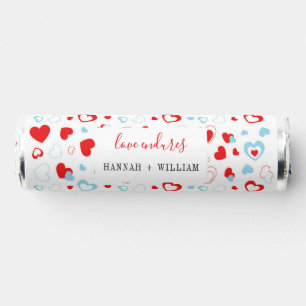 Happy Valentines Day Red Blue Heart Pattern Breath Savers® Mints