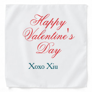 Happy Valentine's day red blue xoxo love name Bandana