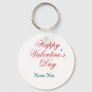 Happy Valentine's day red blue xoxo love name Keychain