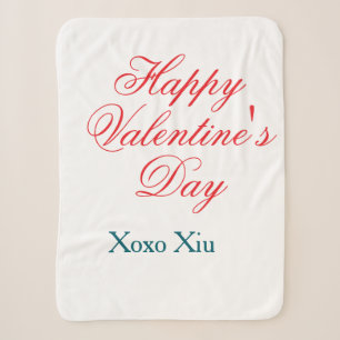 Happy Valentine's day red blue xoxo love name Sherpa Blanket