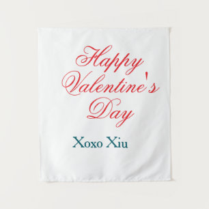 Happy Valentine's day red blue xoxo love name Tapestry