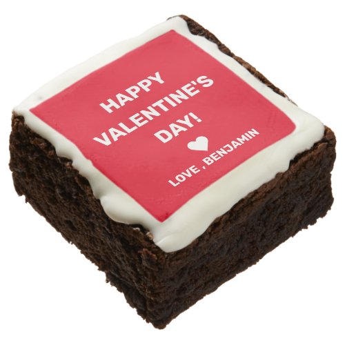 Happy Valentines Day Red color Custom Name Brownie