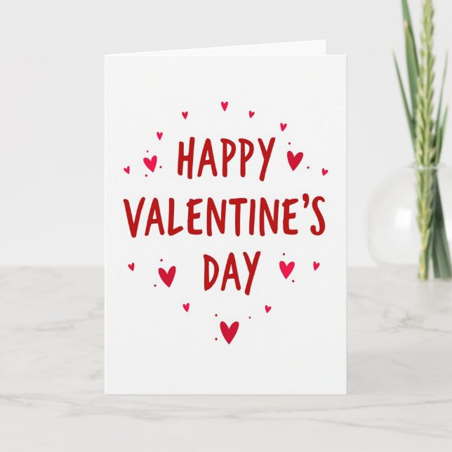 Happy Valentines Day Red Confetti Card (Front)
