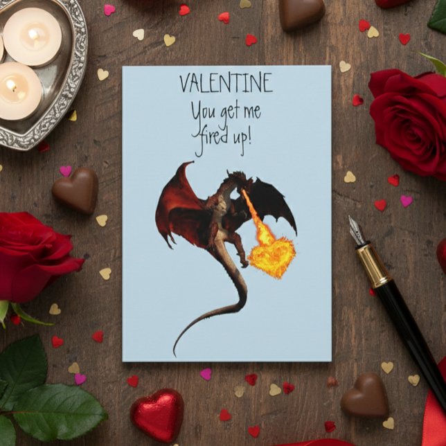 Happy Valentine's day Red Dragon Fire Heart Card (Creator Uploaded)