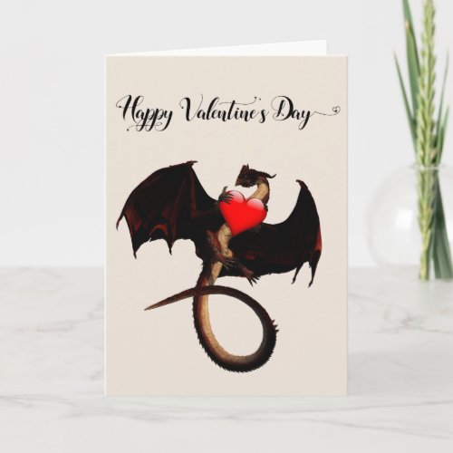 Happy Valentines day Red Dragon Heart Card