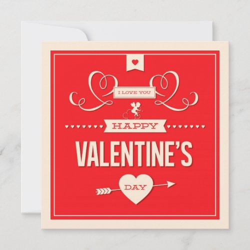 Happy Valentine's Day Red Flat Card