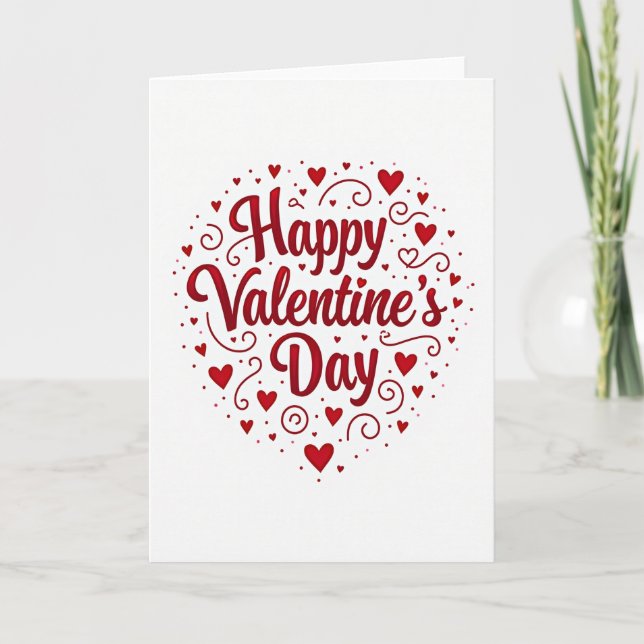 Happy Valentines Day Red Foil Heart Card (Front)