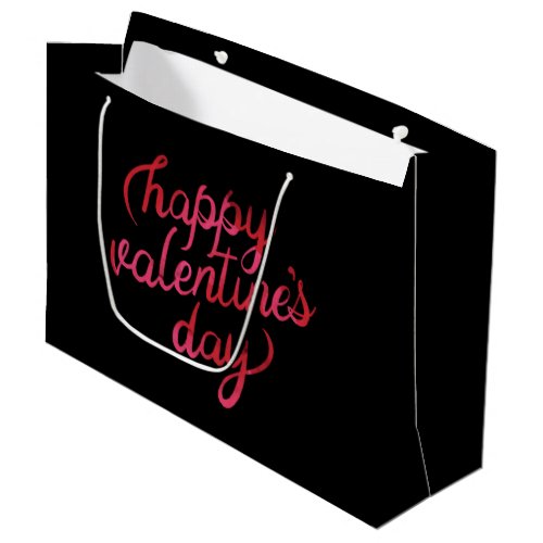 Happy Valentines Day Red Foil Script Romantic Large Gift Bag