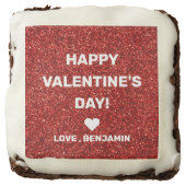 Happy Valentine's Day Red Glitter Custom Name Brownie (Front)