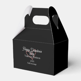 Happy Valentine's day red glitter heart black name Favor Boxes