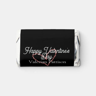 Happy Valentine's day red glitter heart black name Hershey's Miniatures