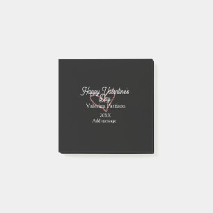 Happy Valentine's day red glitter heart black name Post-it Notes
