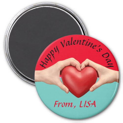 Happy Valentines Day red hand Vintage Febraury 14 Magnet