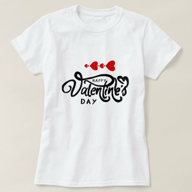 Happy Valentines Day Red Heart Arrows Romance Love T-Shirt (Design Front)