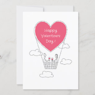 Happy Valentine's Day Red Heart Balloon Couple Holiday Card
