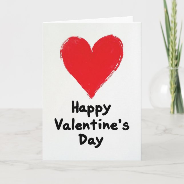 Happy Valentines Day Red Heart Card (Front)
