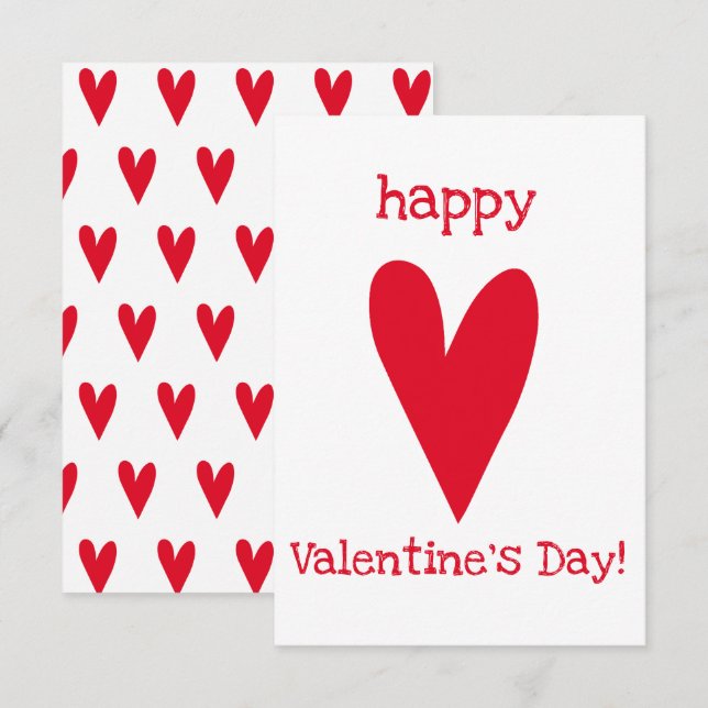 Happy Valentine's Day! Red Heart Card (Front/Back)