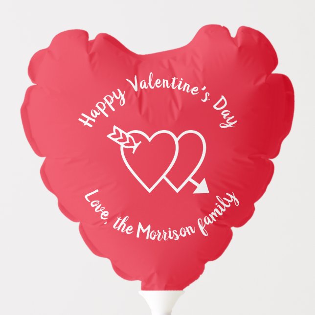 Happy Valentine's Day red heart custom script  Balloon (Front)