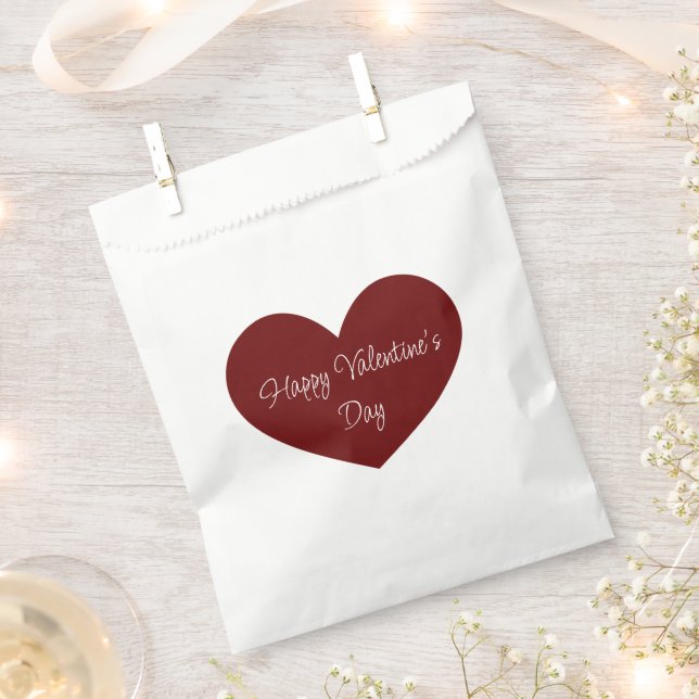 Happy Valentine's Day Red Heart Cute Party Favor Bag (Clipped)