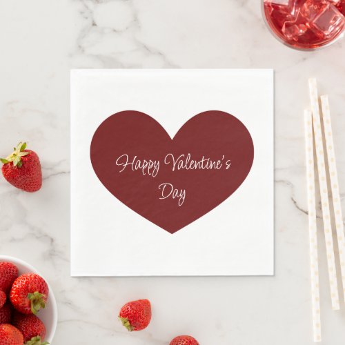 Happy Valentines Day Red Heart Cute Party Napkins