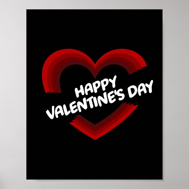Happy Valentine's Day Red Heart Design Poster (Front)