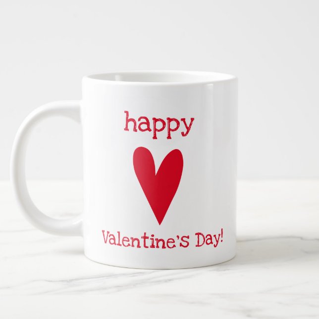 Happy Valentine's Day! Red Heart Giant Coffee Mug (Left)