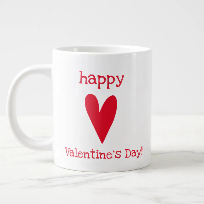 Red Heart Valentine’s Day Mugs BIG RED HEART Valentine Coffee Mug