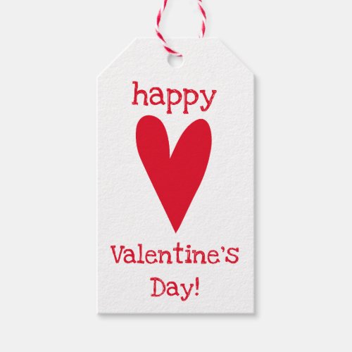 Happy Valentines Day Red Heart Gift Tags