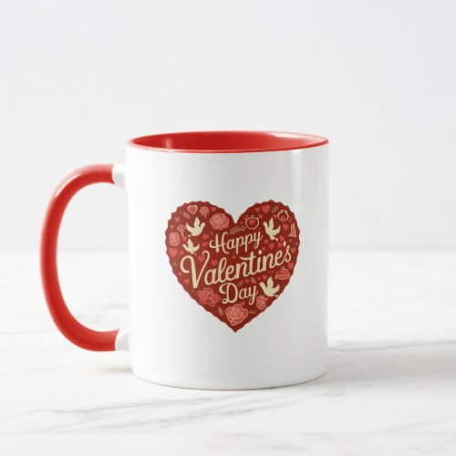Happy Valentines Day Red Heart Mug