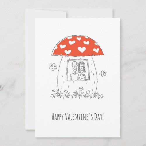 Happy Valentines Day Red Heart Mushroom Lovers Holiday Card