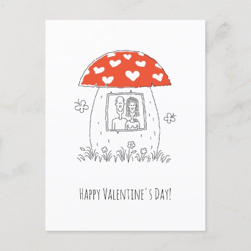 Happy Valentines Day Red Heart Mushroom Lovers Postcard