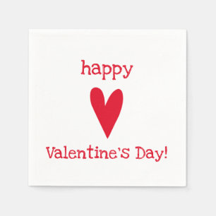 Happy Valentine's Day! Red Heart Paper Napkins