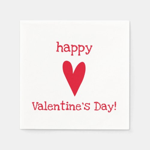 Happy Valentines Day Red Heart Paper Napkins