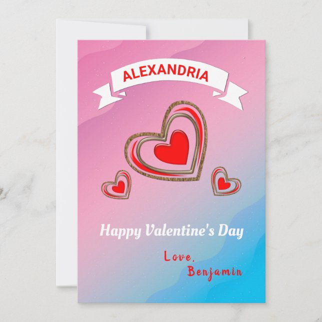 Happy Valentines Day Red Heart Pattern Personalize (Front)