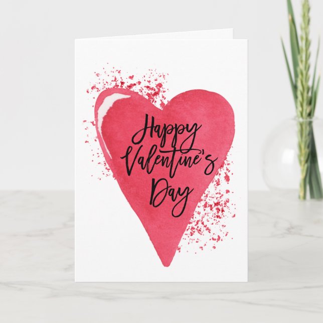 Happy Valentine's Day Red Heart Personalized Holiday Card (Front)