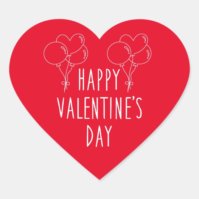 Happy Valentine's Day Red Heart Sticker (Front)