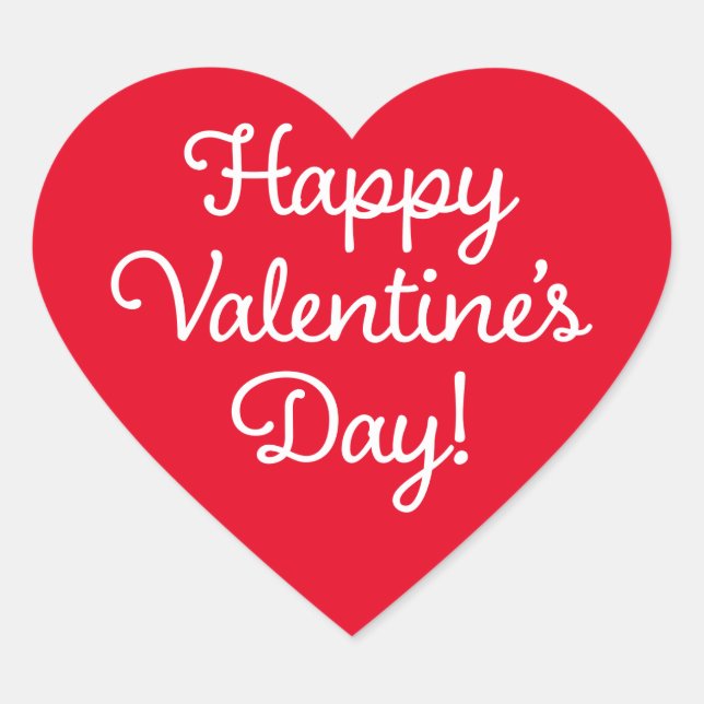Happy Valentine's Day Red Heart Sticker (Front)