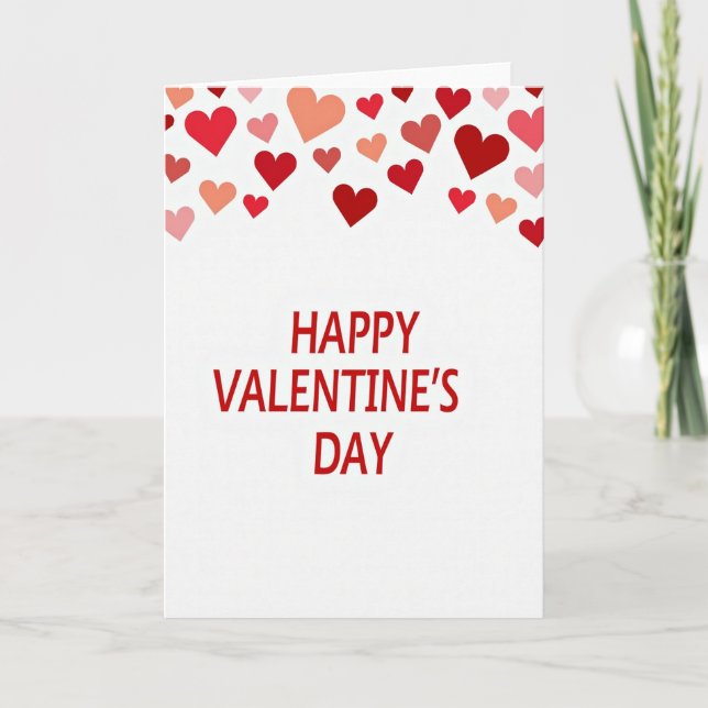 Happy Valentines Day Red Hearts Card (Front)