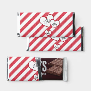 Happy Valentine's Day Red Hearts Chalk Stripes Hershey Bar Favors