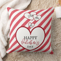 Happy Valentine's Day Red Hearts Chalk Stripes