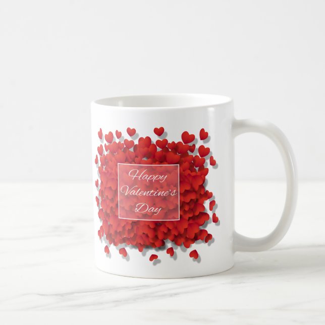 Happy Valentine's Day Red Hearts Coffee Cup Mug (Right)